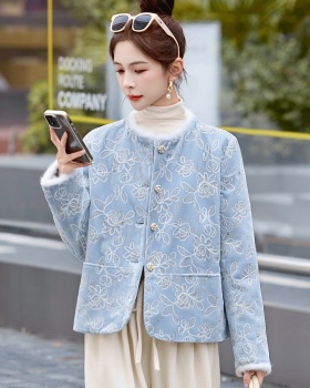 Embroidery Chinese style winter mink hair duck down coat
