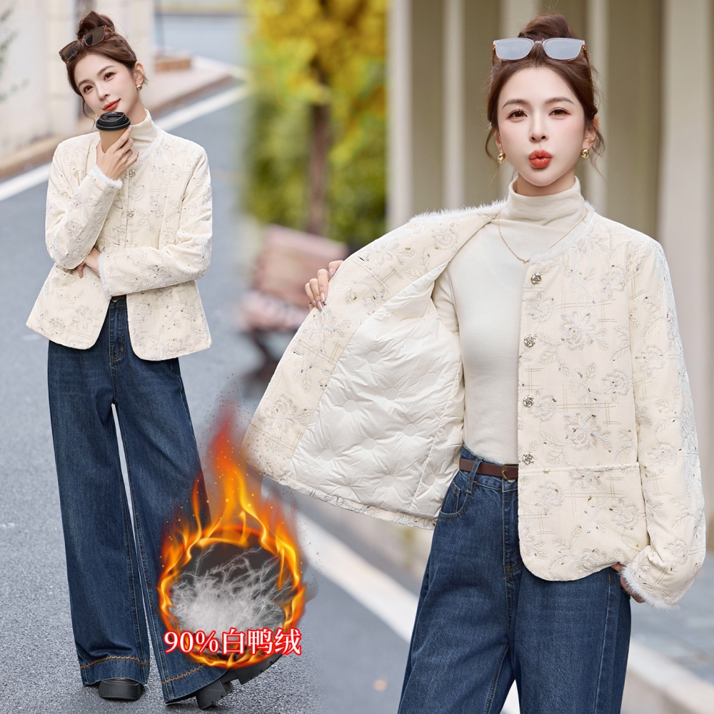 Embroidery Chinese style winter mink hair duck down coat