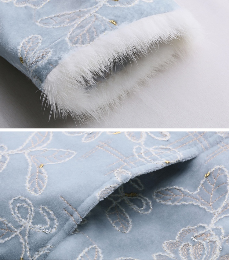 Embroidery Chinese style winter mink hair duck down coat