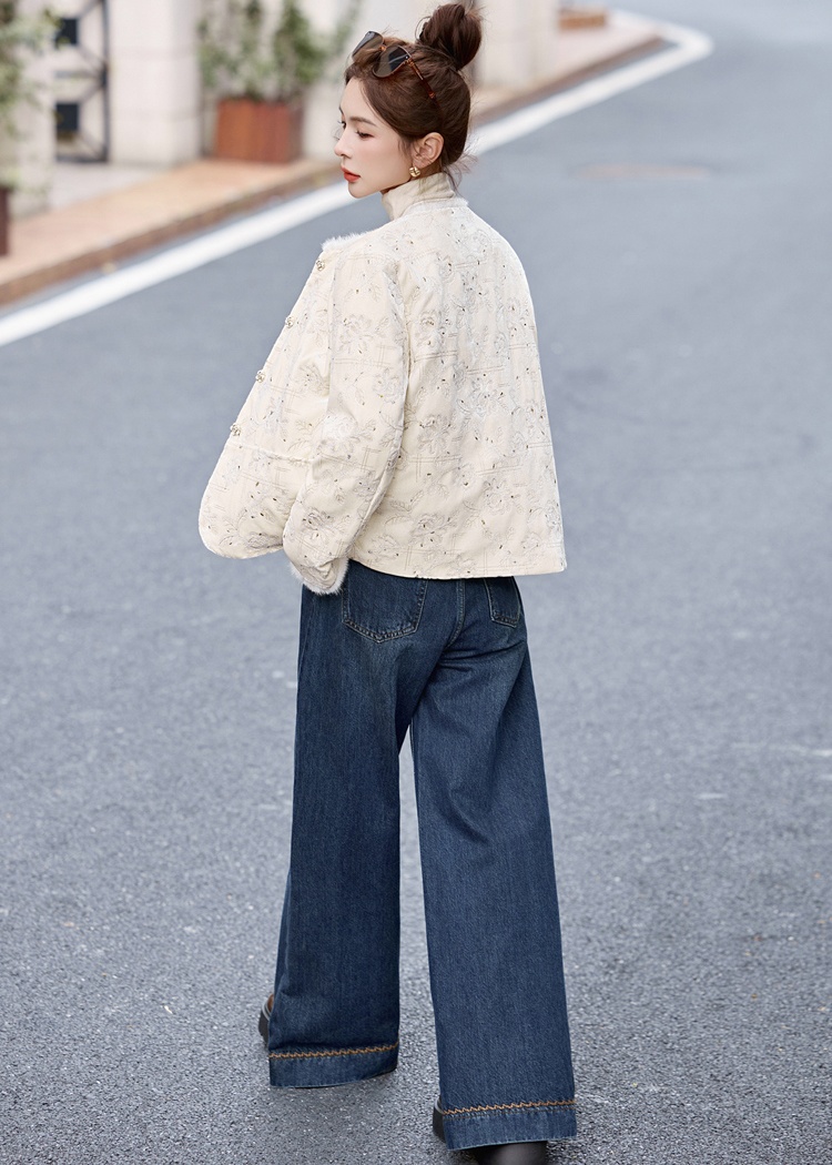 Embroidery Chinese style winter mink hair duck down coat