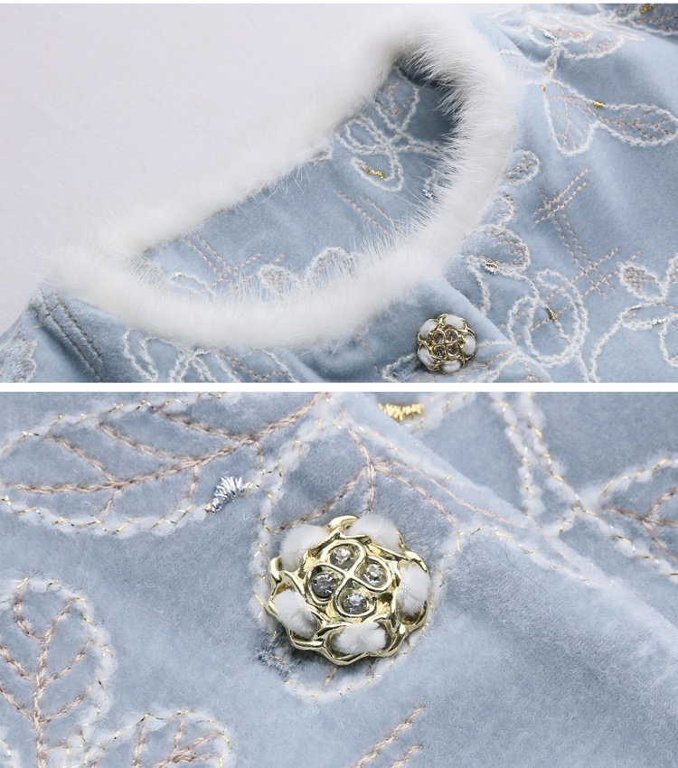 Embroidery Chinese style winter mink hair duck down coat