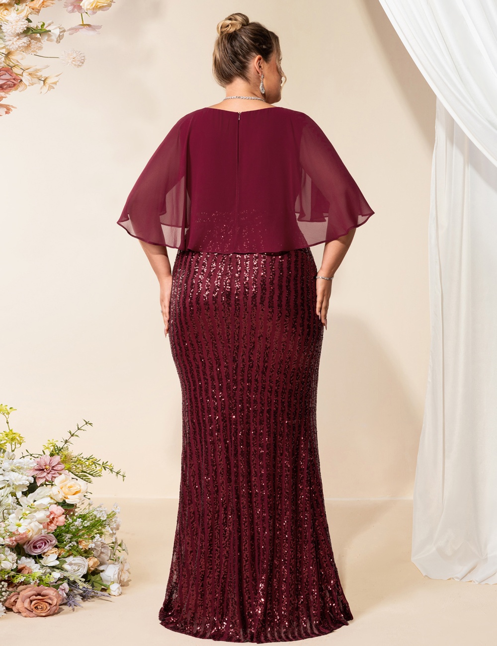 Temperament short sleeve evening dress