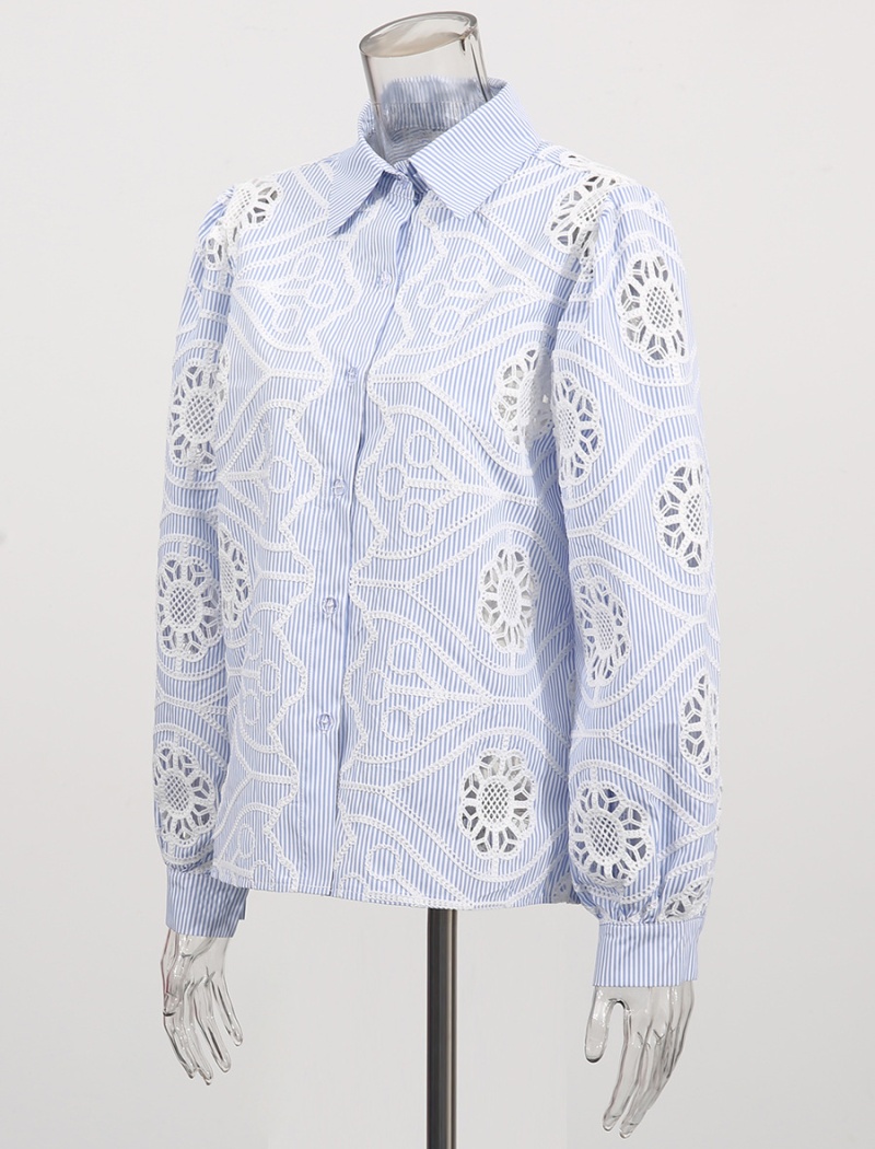 Flowers hollow art temperament elegant autumn retro shirt