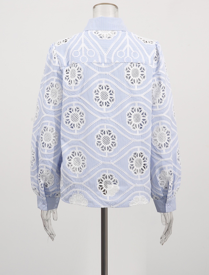 Flowers hollow art temperament elegant autumn retro shirt