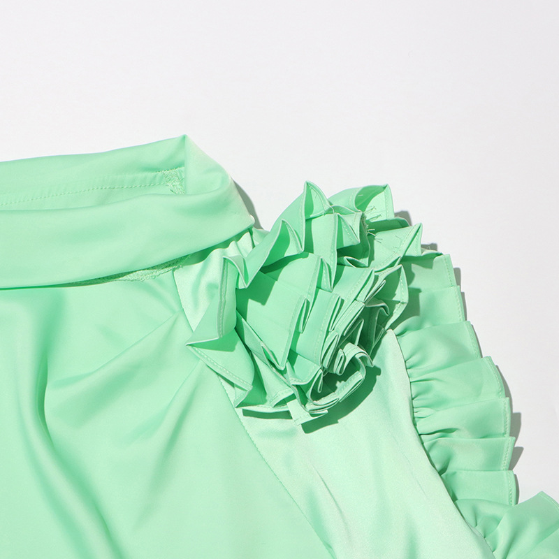 France style pure temperament tops flowers pinched waist shirt