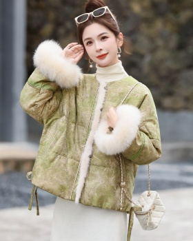 Winter Chinese style mink hair fox fur down lace coat