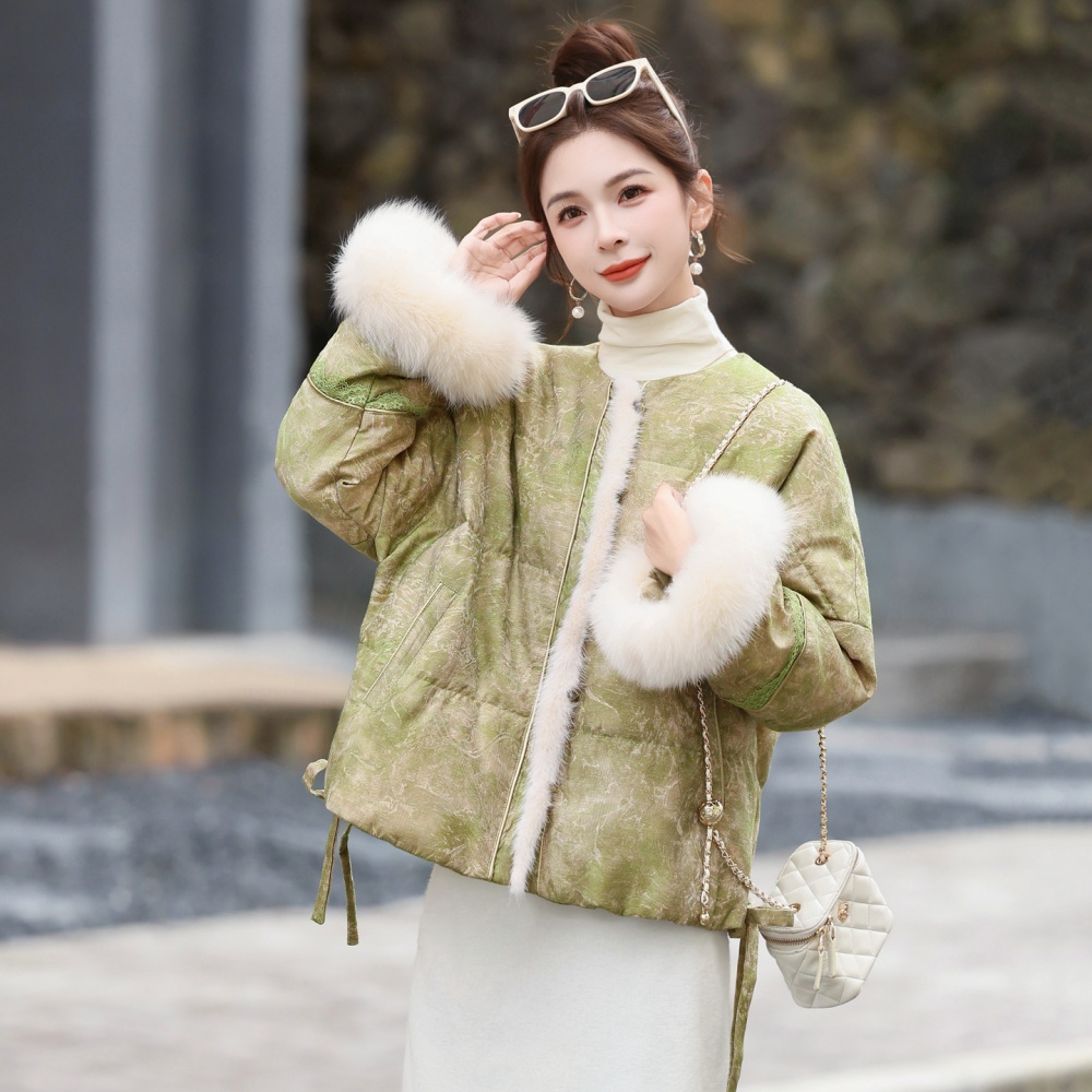 Winter Chinese style mink hair fox fur down lace coat
