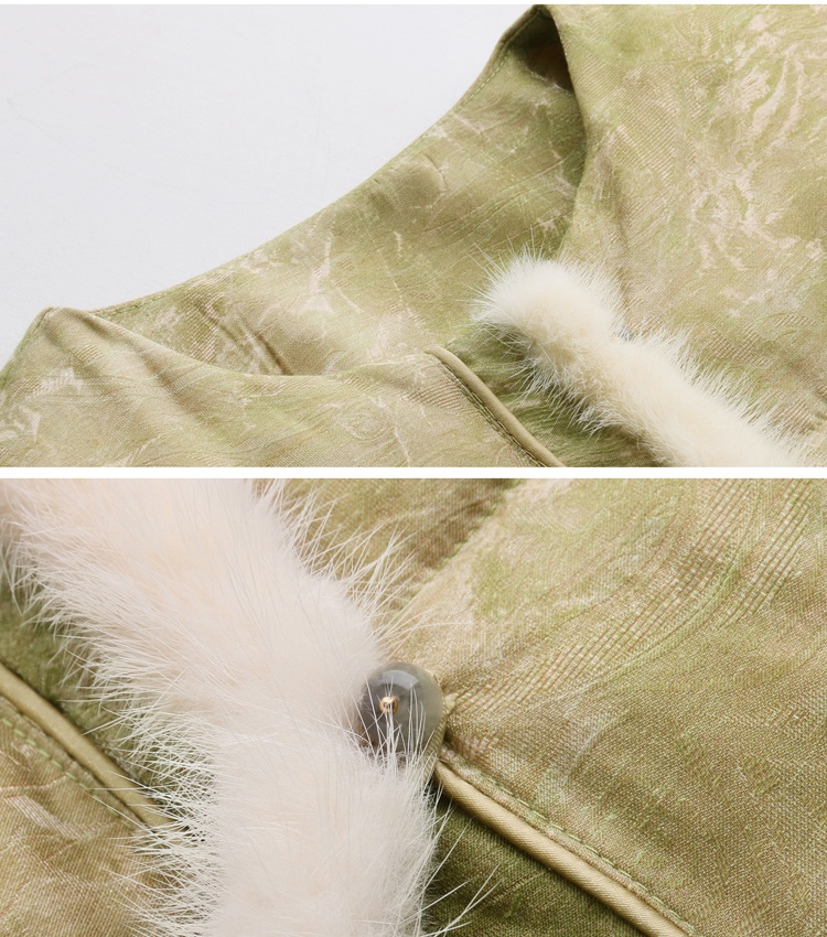 Winter Chinese style mink hair fox fur down lace coat