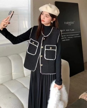 Bottoming France style vest fashion loose dress 2pcs set