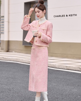 Coarse flower coat duck down long skirt a set