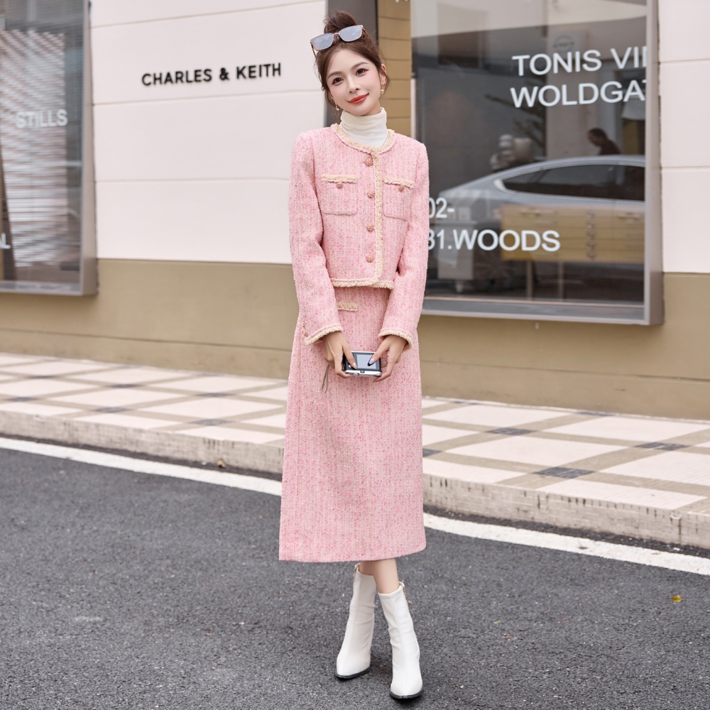 Coarse flower coat duck down long skirt a set