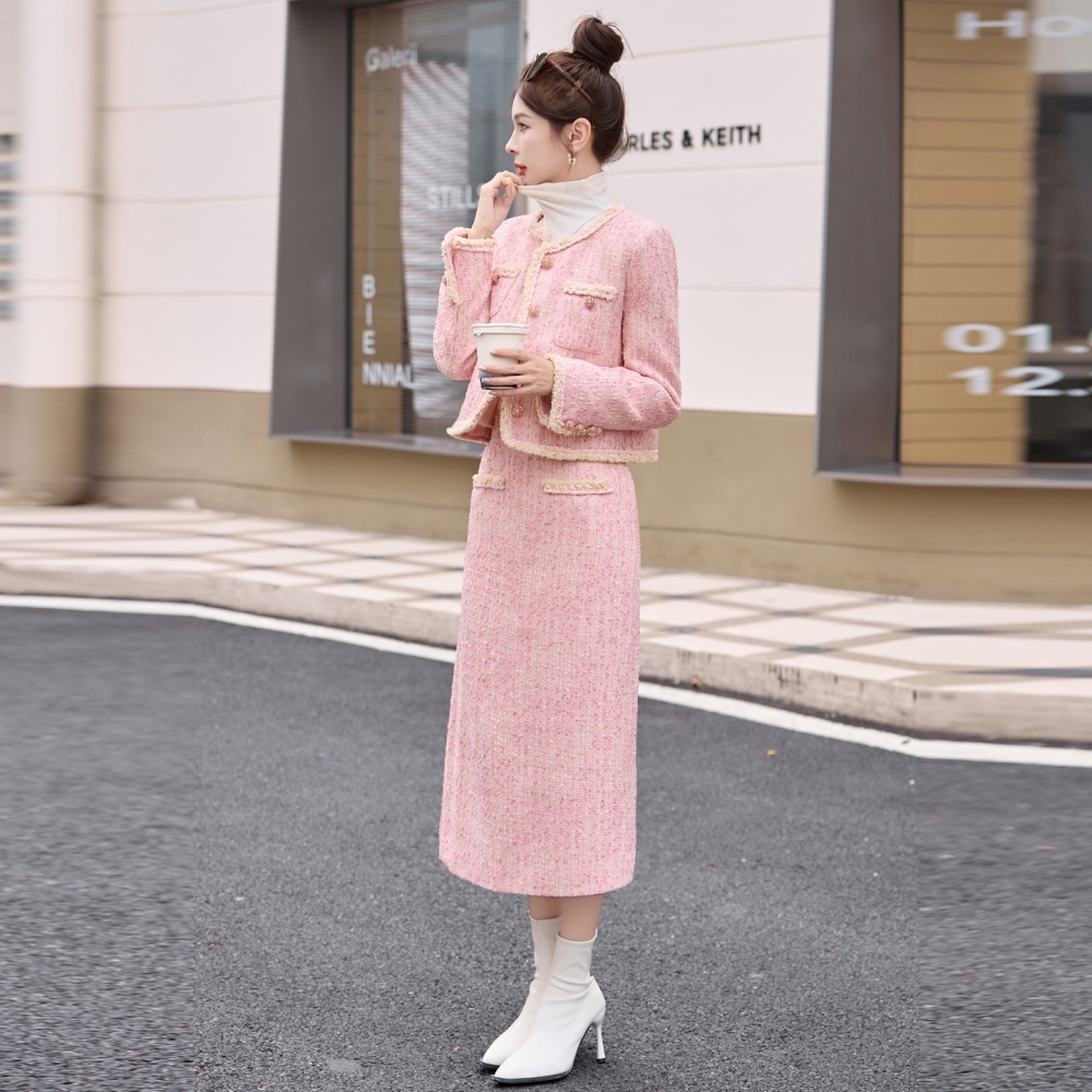 Coarse flower coat duck down long skirt a set
