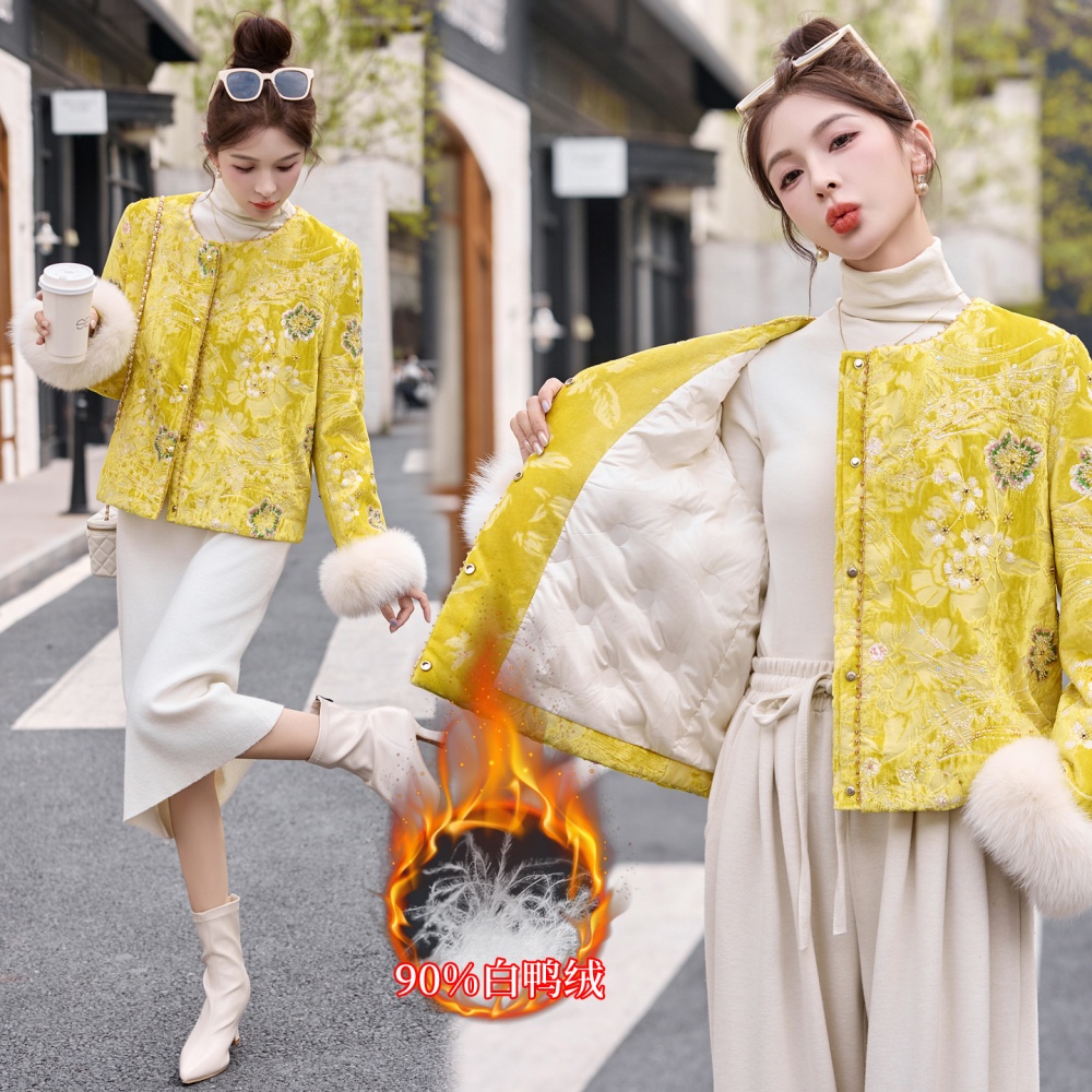 Fox fur winter Chinese style duck down coat