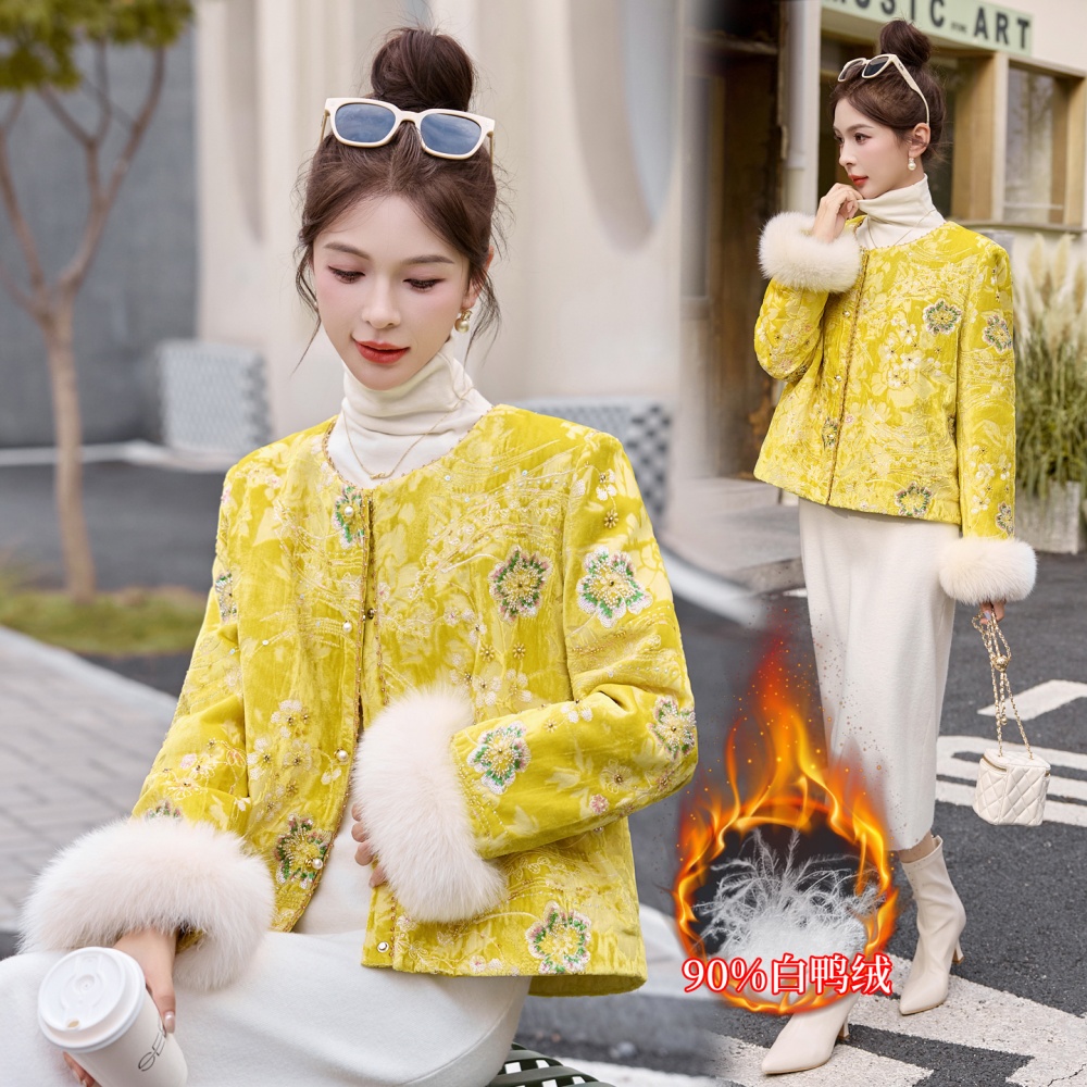 Fox fur winter Chinese style duck down coat