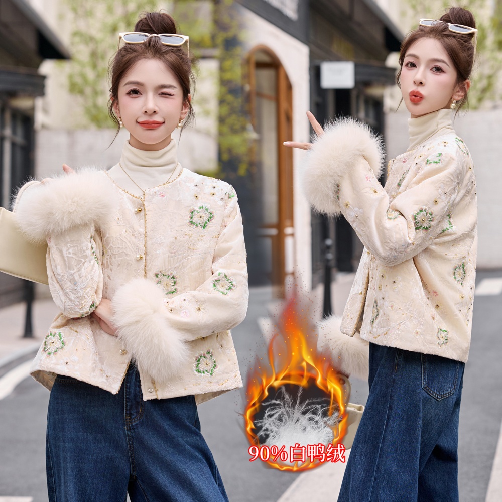 Fox fur winter Chinese style duck down coat