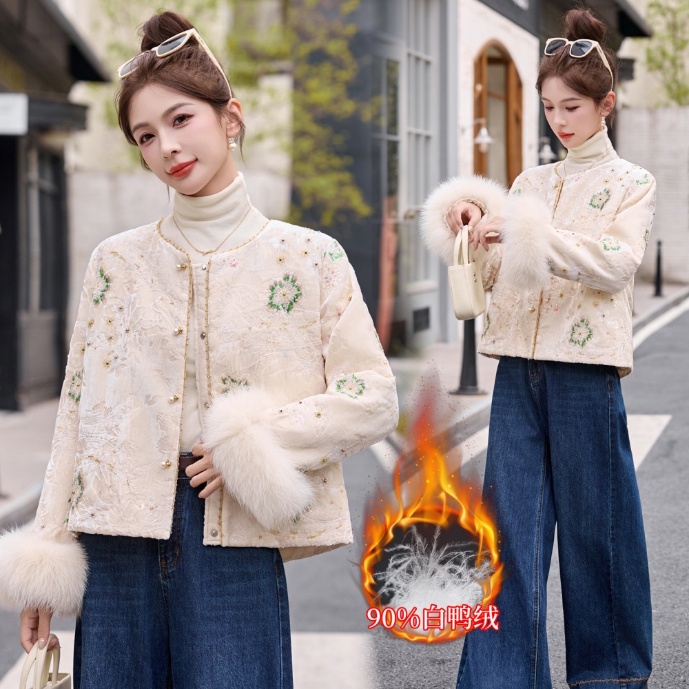 Fox fur winter Chinese style duck down coat
