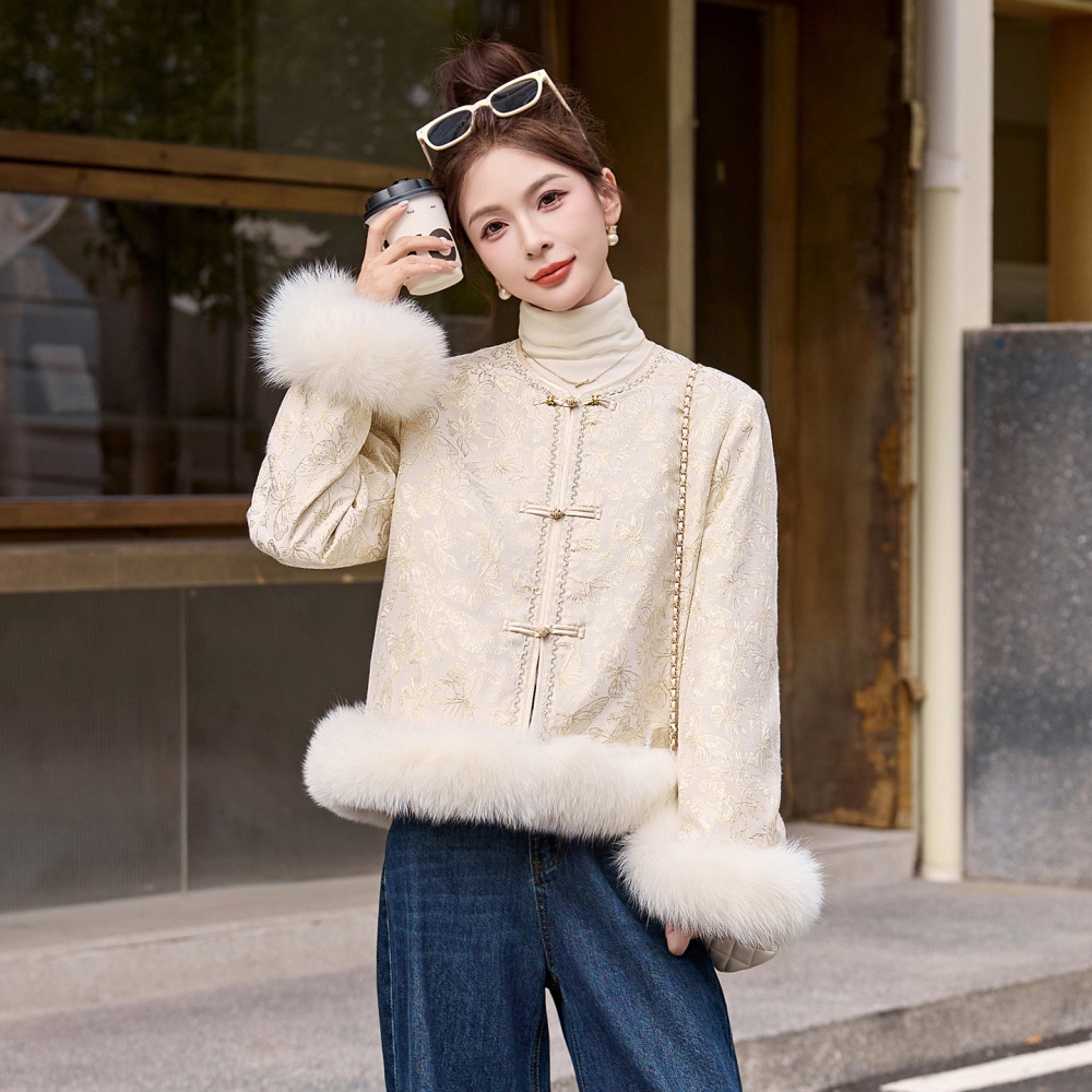 Fox fur winter down duck down Chinese style coat