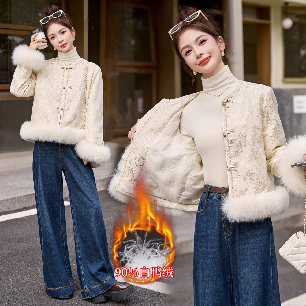Fox fur winter down duck down Chinese style coat