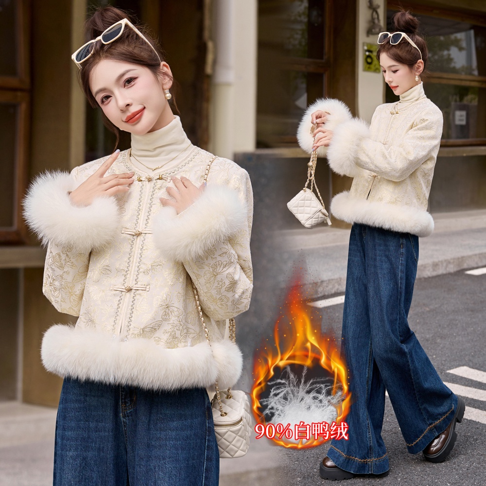 Fox fur winter down duck down Chinese style coat