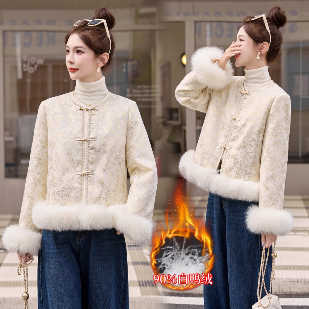 Fox fur winter down duck down Chinese style coat