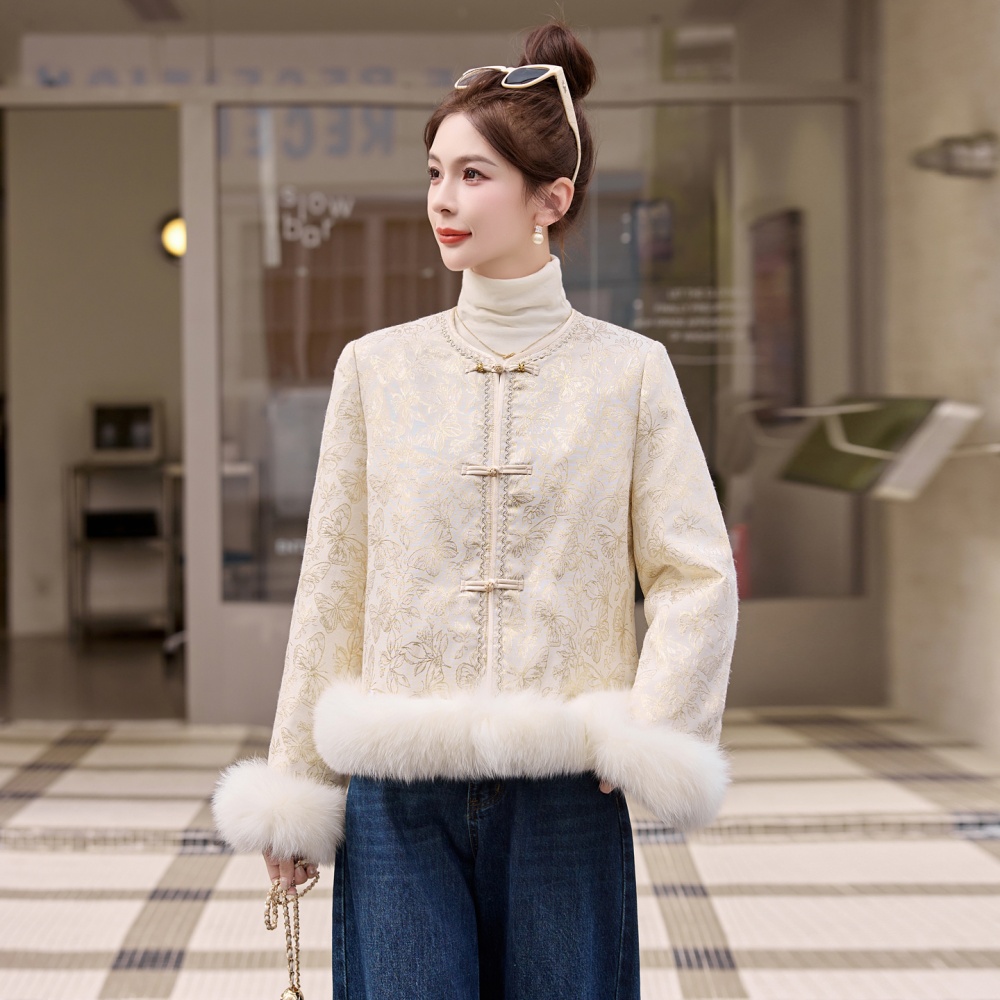 Fox fur winter down duck down Chinese style coat