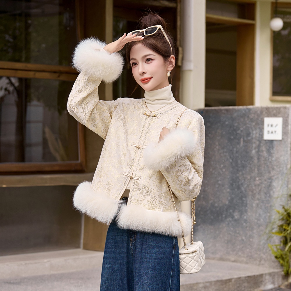 Fox fur winter down duck down Chinese style coat