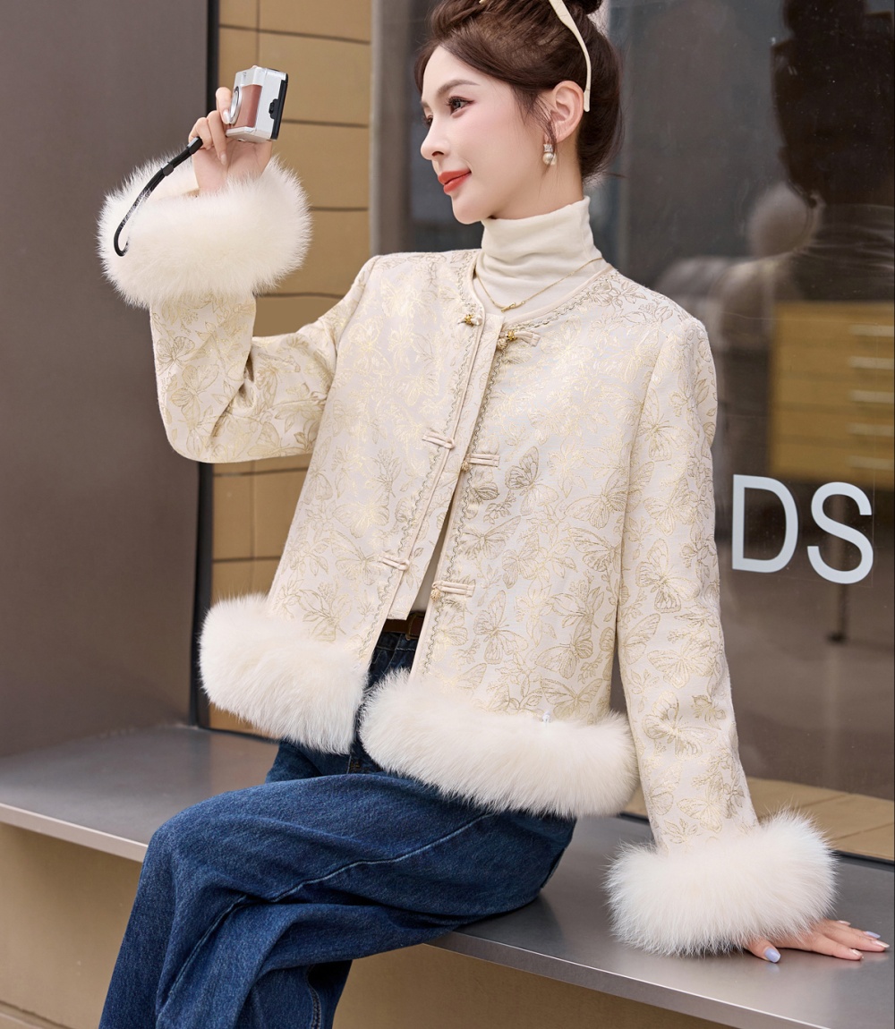 Fox fur winter down duck down Chinese style coat
