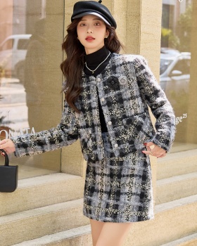 Wool with corsage coat duck down winter skirt a set