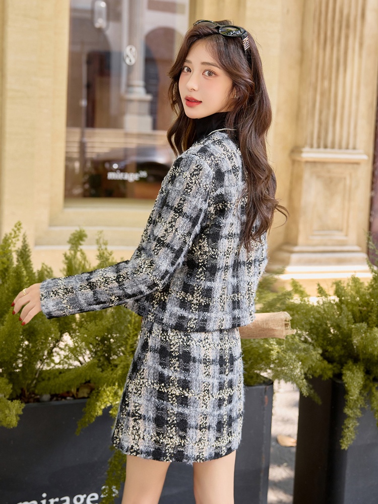 Wool with corsage coat duck down winter skirt a set