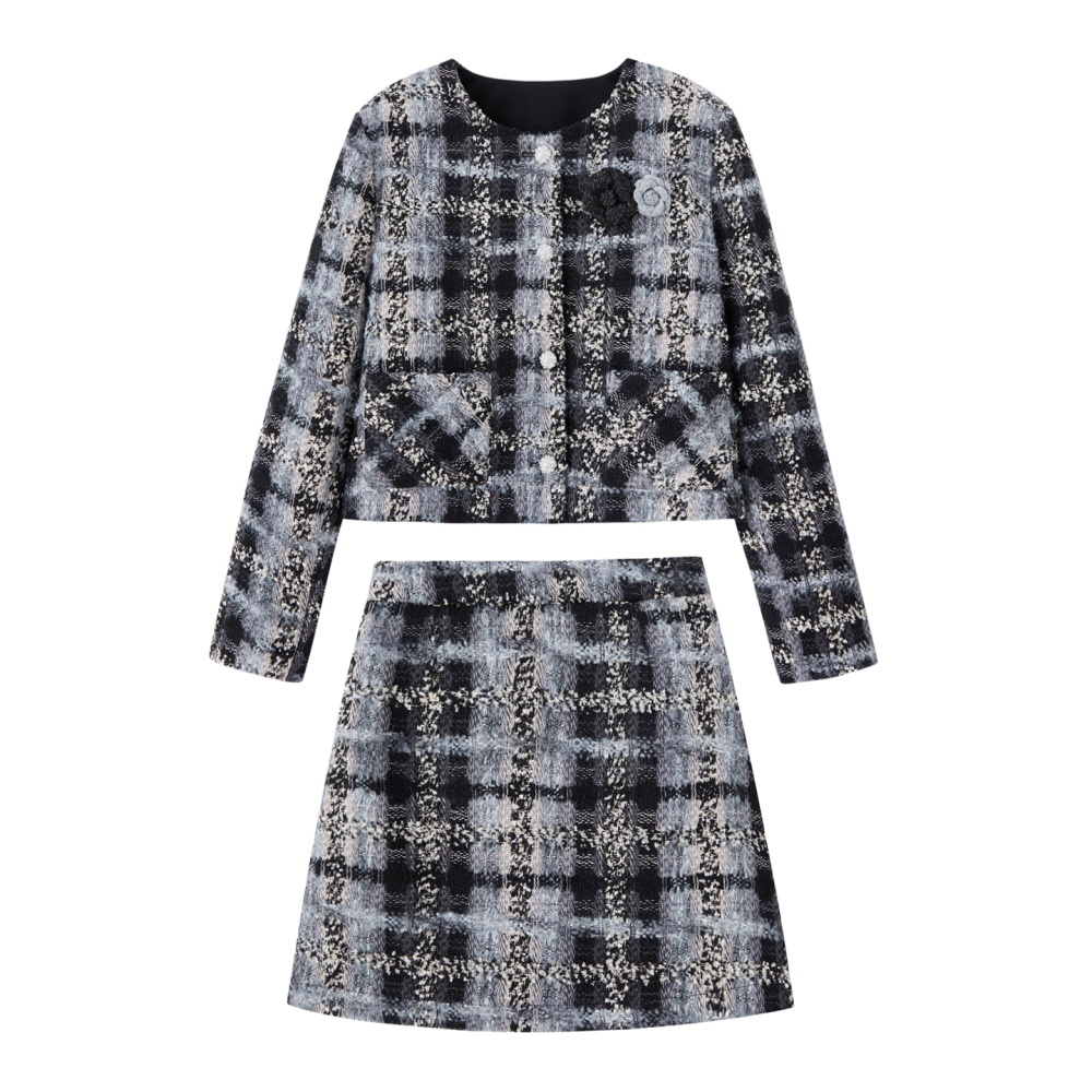 Wool with corsage coat duck down winter skirt a set