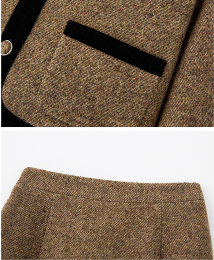 Chanelstyle duck down long skirt splice coat a set