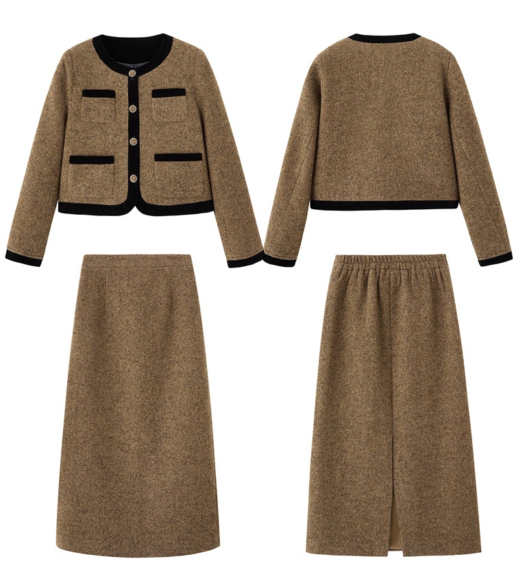 Chanelstyle duck down long skirt splice coat a set