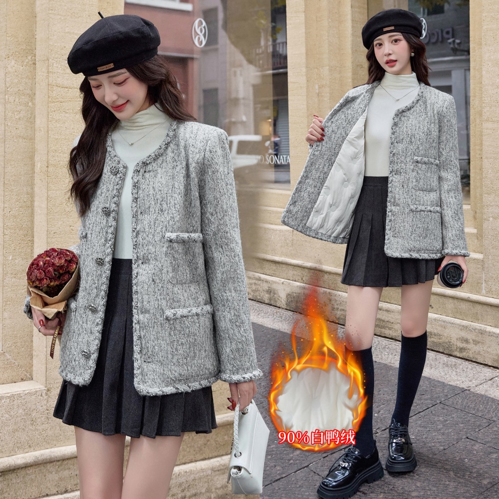 Down coarse flower chanelstyle duck down liangsi coat