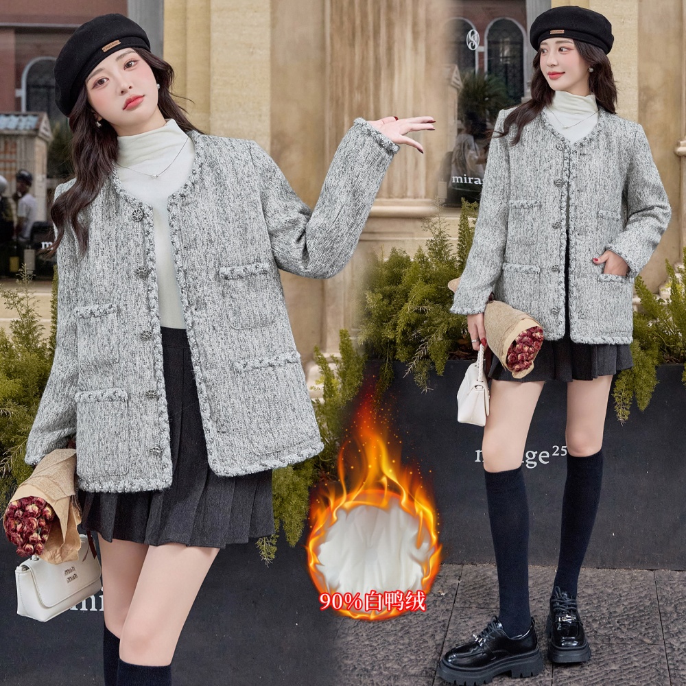 Down coarse flower chanelstyle duck down liangsi coat