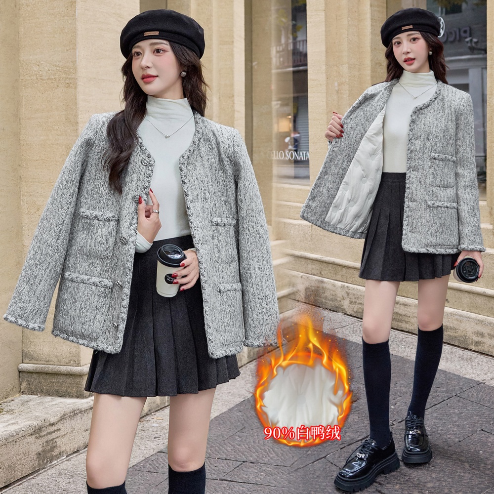 Down coarse flower chanelstyle duck down liangsi coat