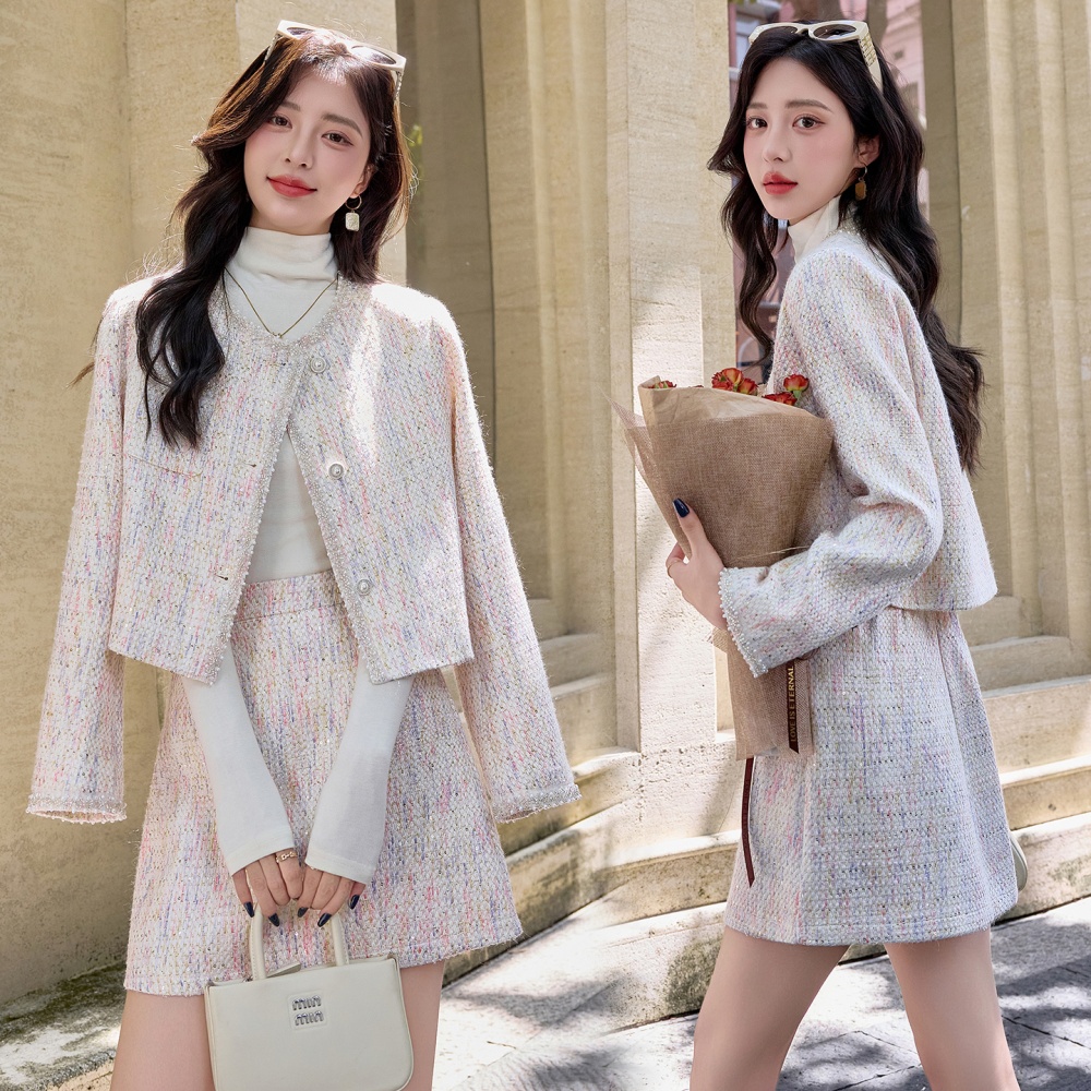 Autumn coat chanelstyle skirt 2pcs set