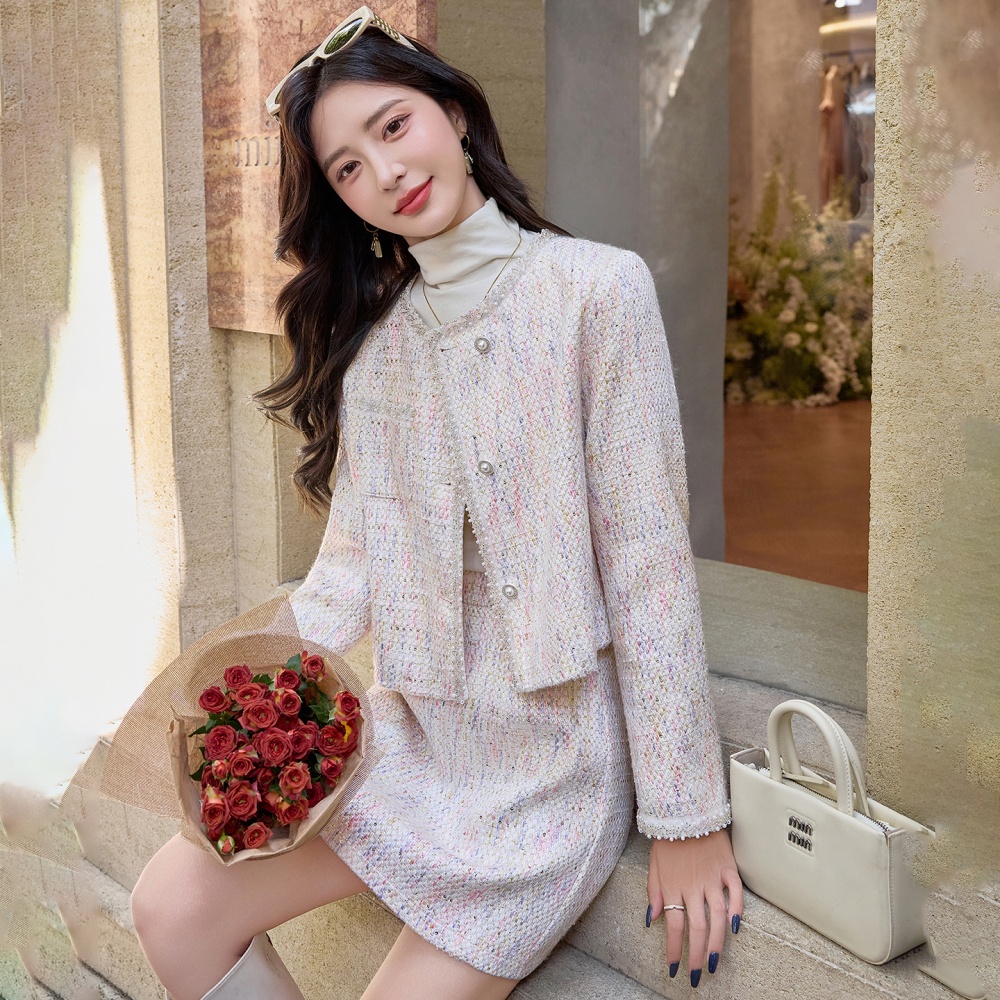 Autumn coat chanelstyle skirt 2pcs set