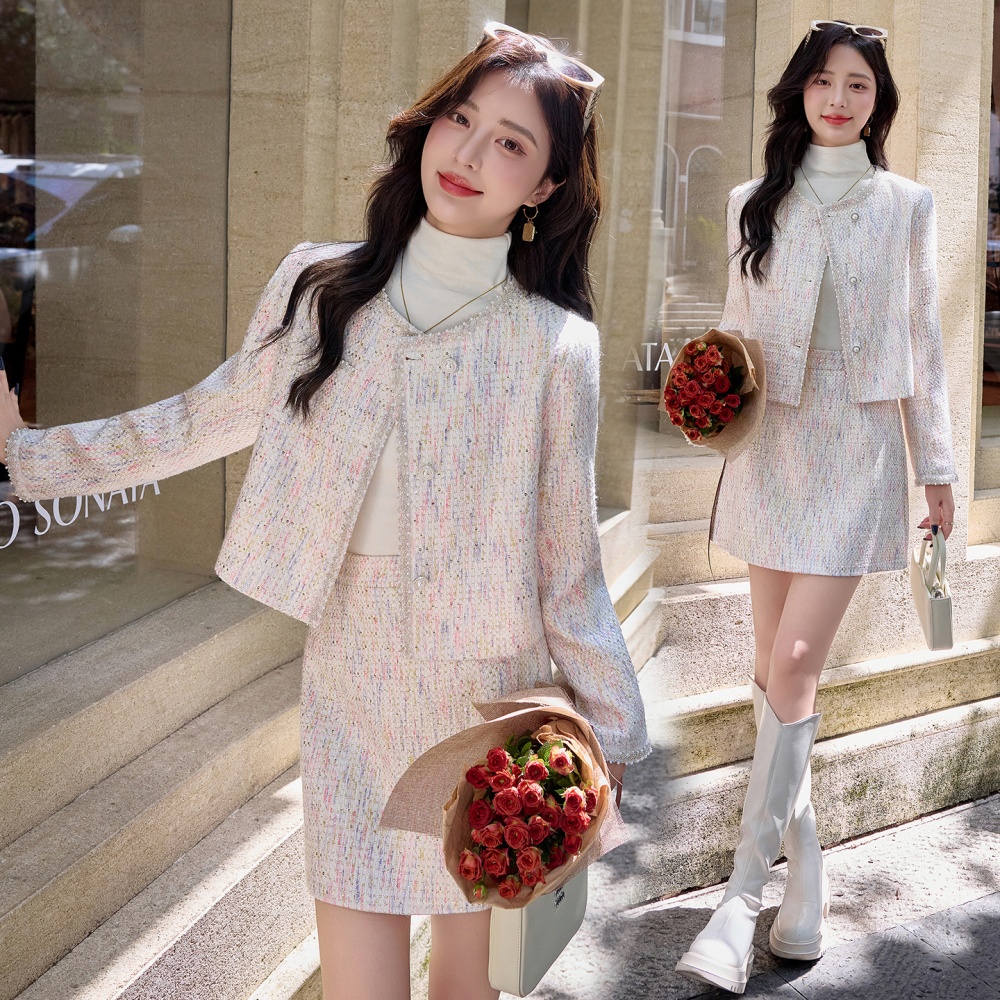 Autumn coat chanelstyle skirt 2pcs set