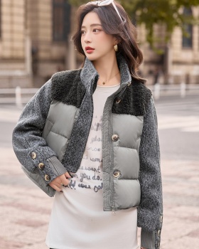 Down knitted Korean style Casual splice coat