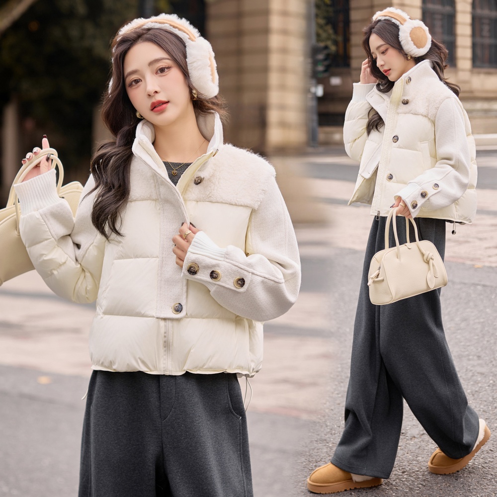 Down knitted Korean style Casual splice coat