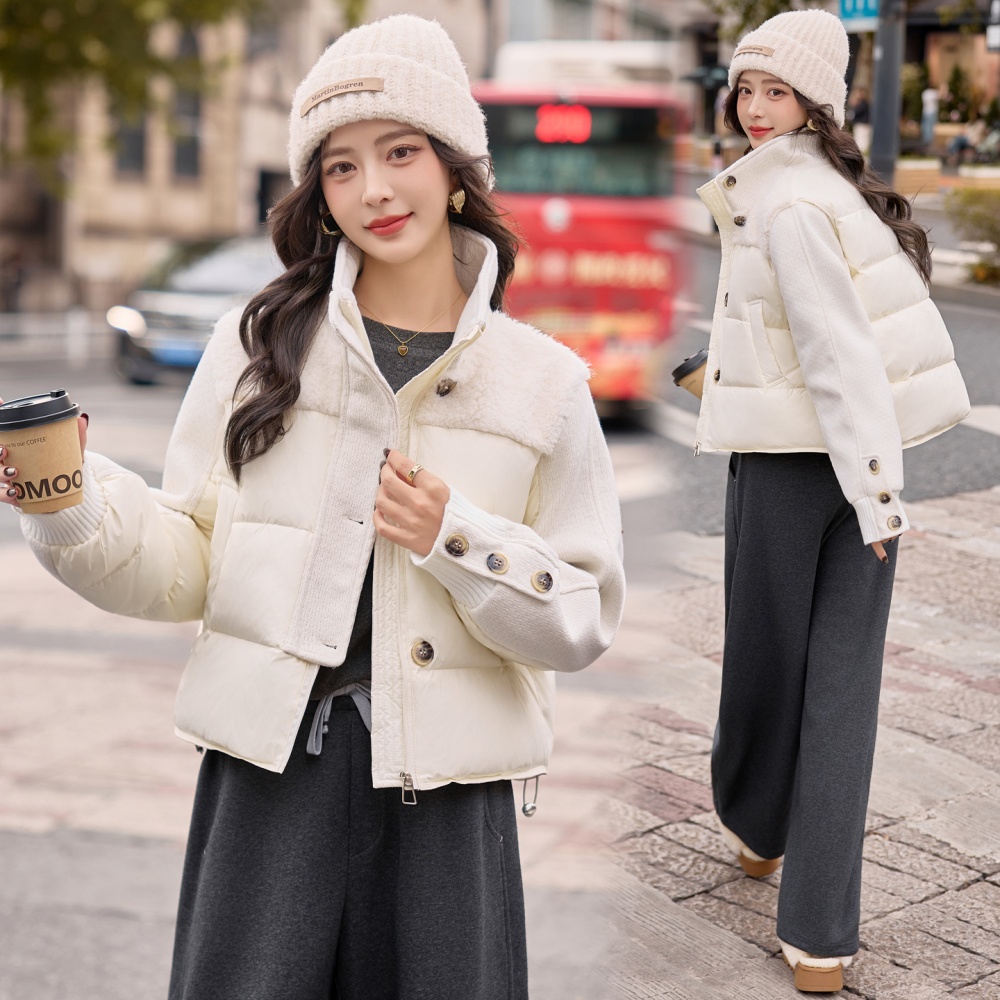 Down knitted Korean style Casual splice coat