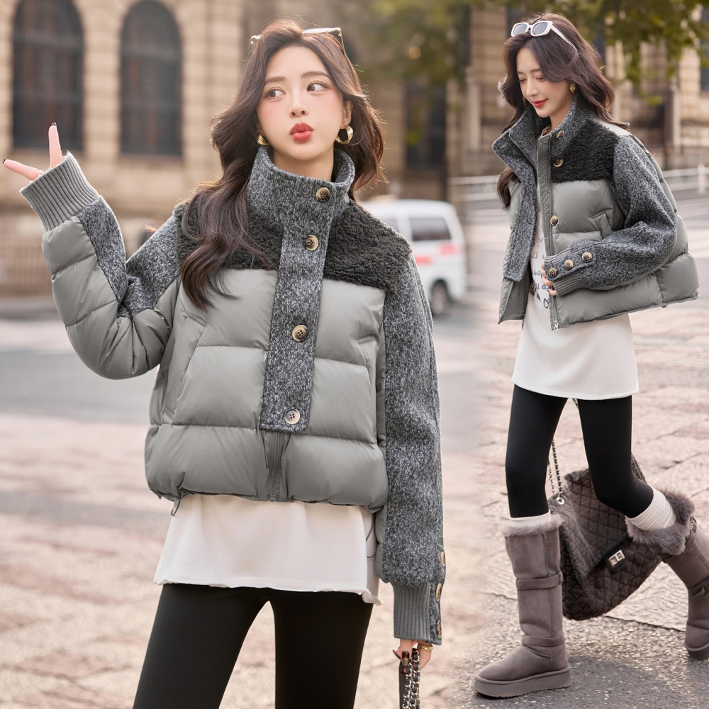 Down knitted Korean style Casual splice coat
