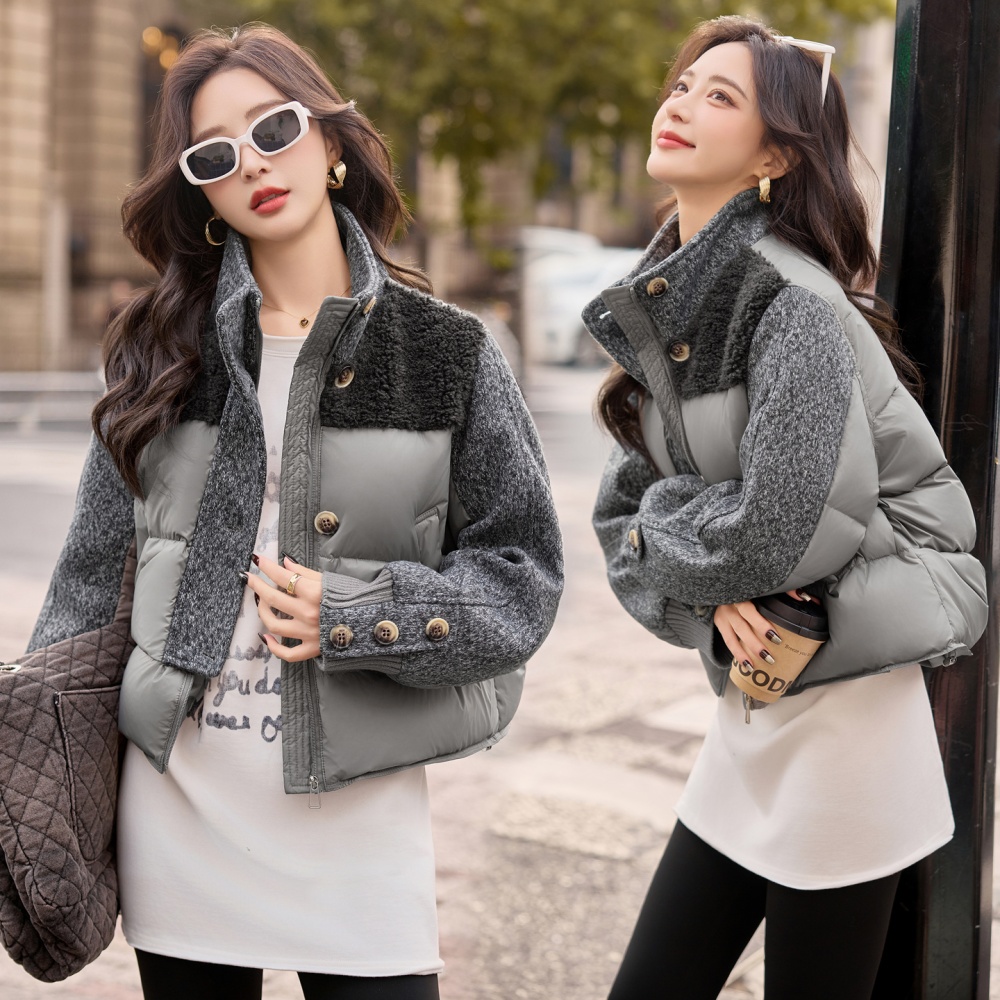 Down knitted Korean style Casual splice coat