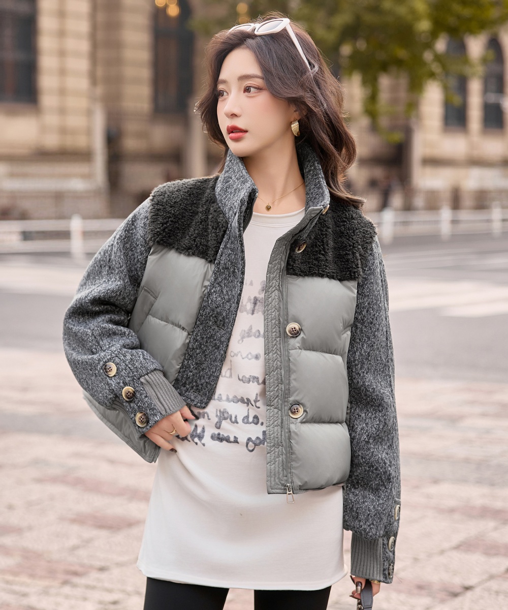 Down knitted Korean style Casual splice coat
