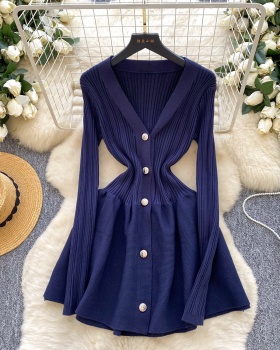 Slim pinched waist dress temperament sweater dress