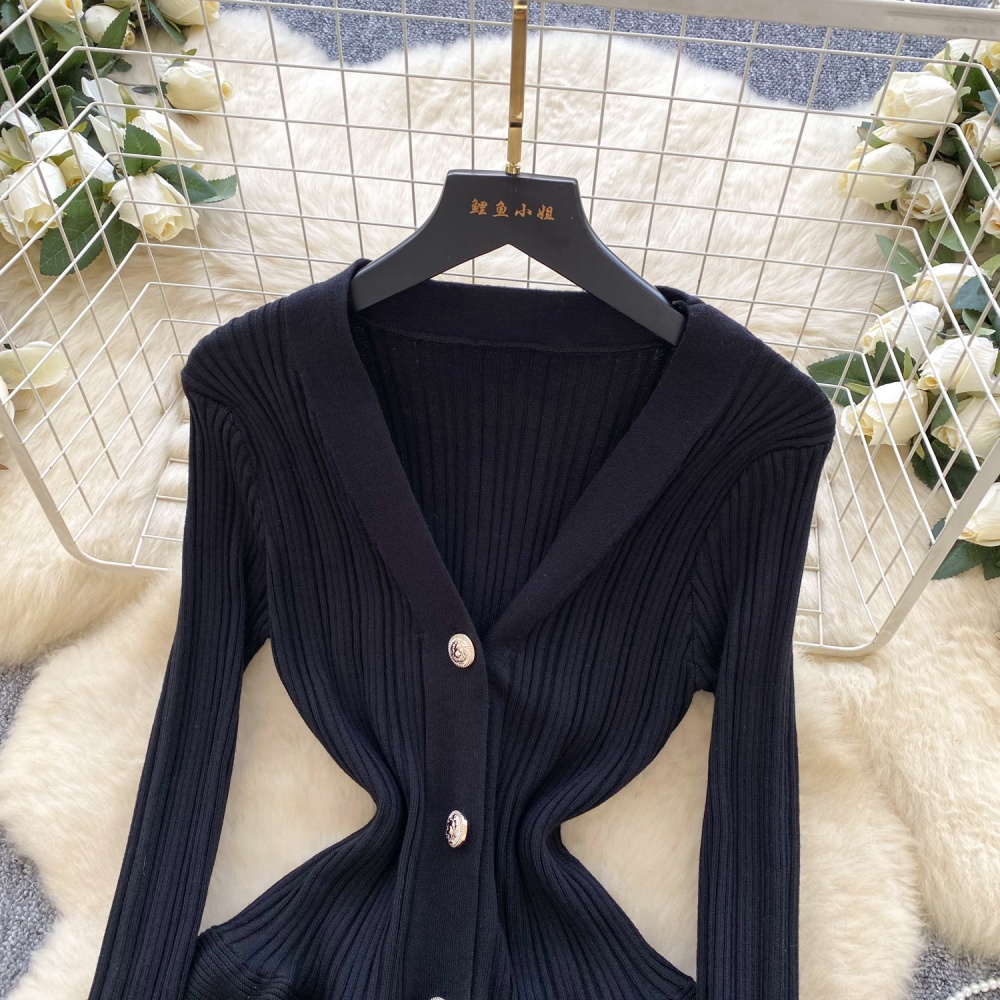 Slim pinched waist dress temperament sweater dress