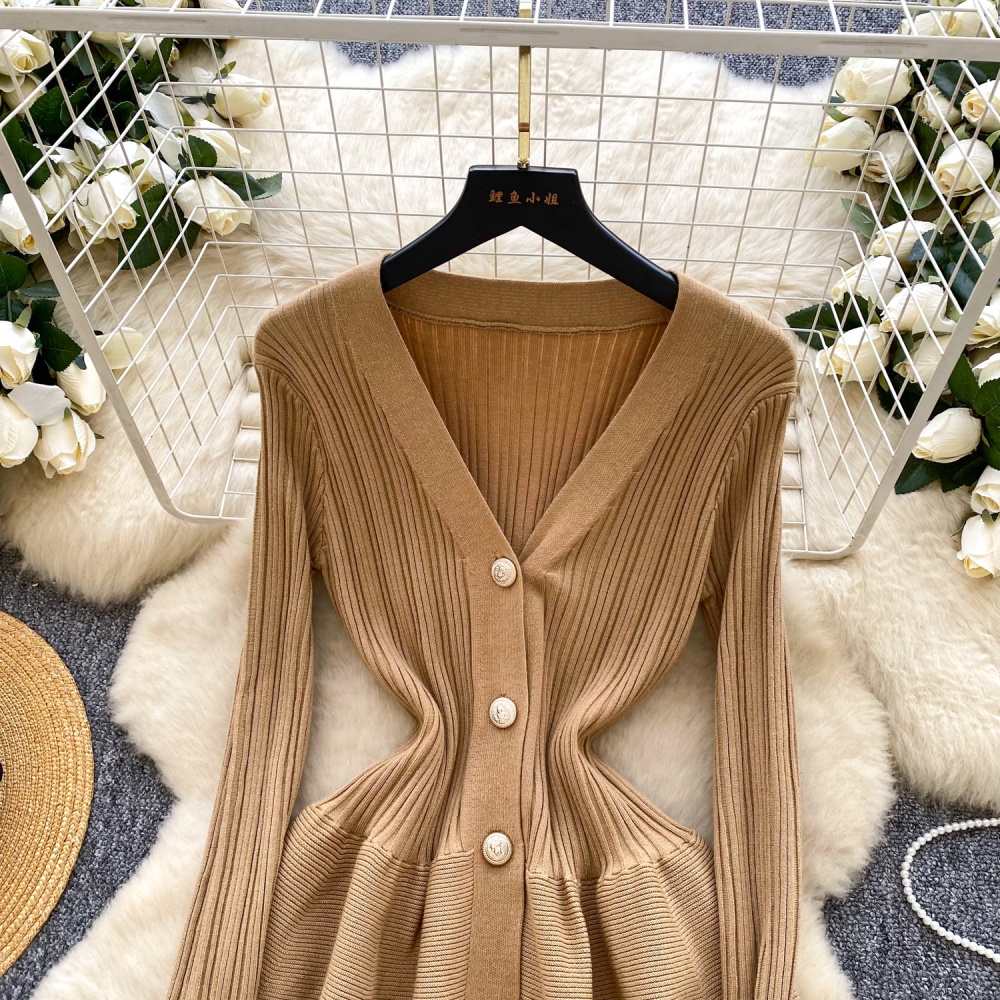 Slim pinched waist dress temperament sweater dress