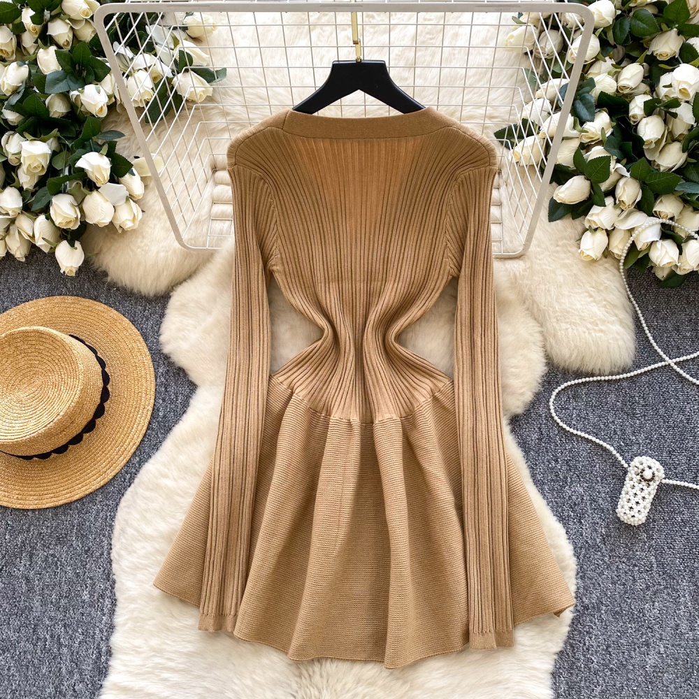 Slim pinched waist dress temperament sweater dress