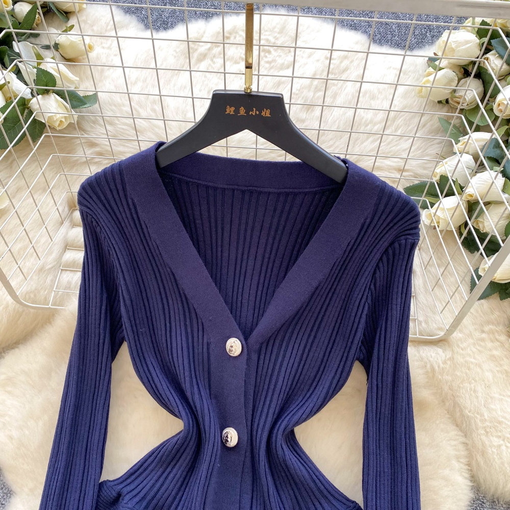 Slim pinched waist dress temperament sweater dress