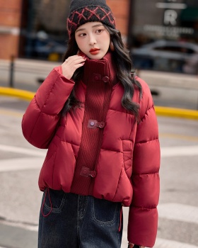 Knitted Casual red cstand collar Korean style down coat